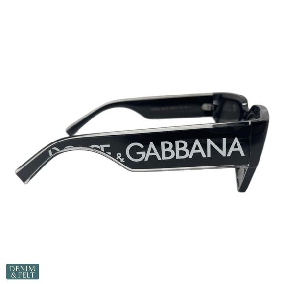 NEW Dolce & Gabbana DG6184 Black Square Logo Sunglasses Wide Fit Modern Luxe